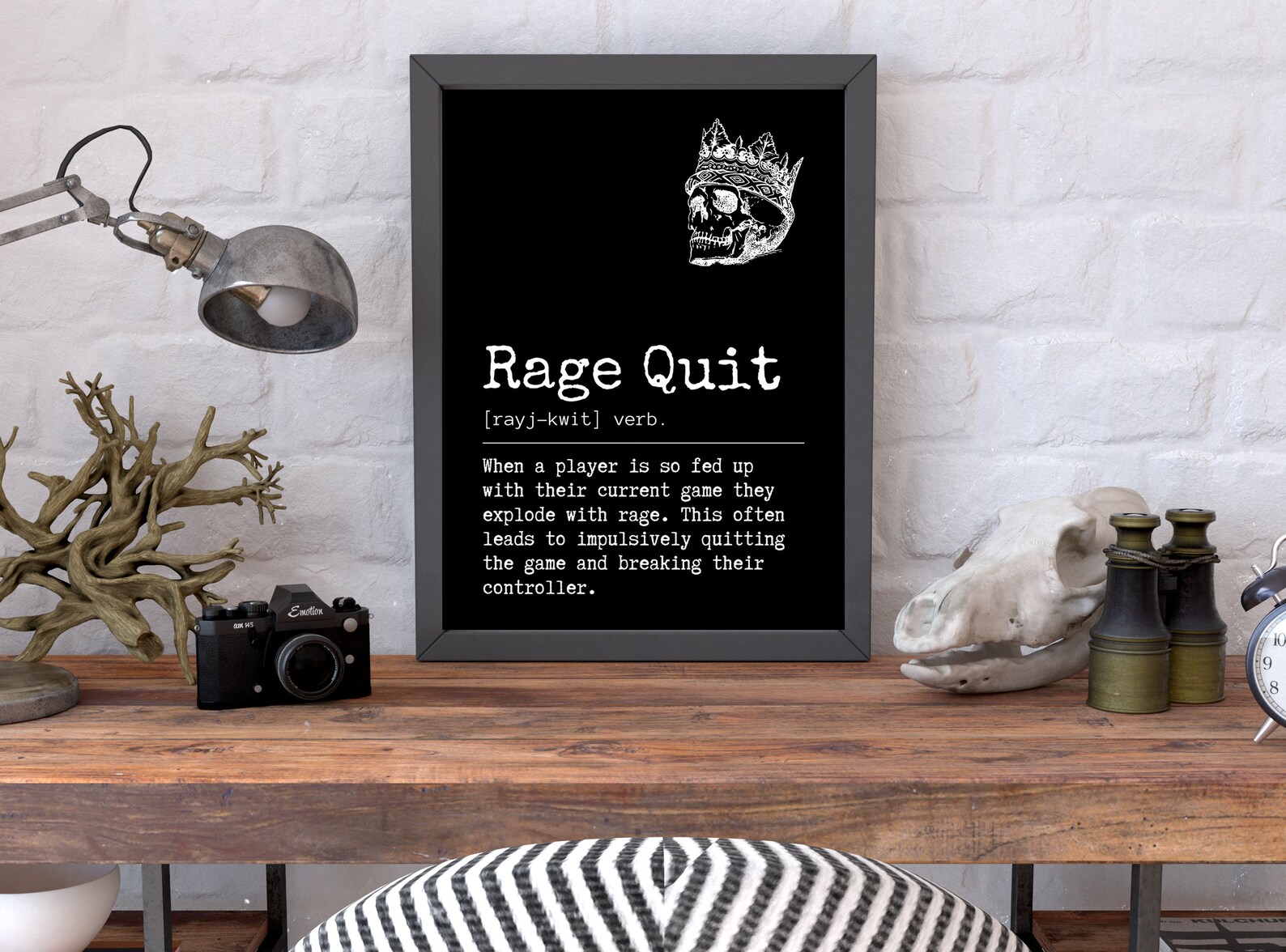 Rage Quit Definition Gaming Print Gaming Poster Video Game Etsy