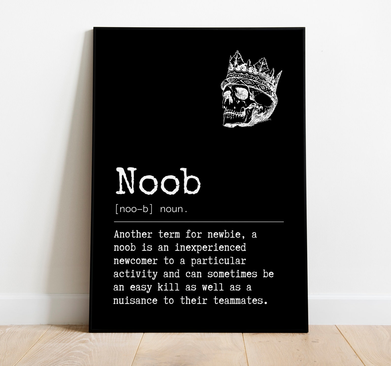 Noob Definition Gaming Print Gaming Poster Video Game Etsy