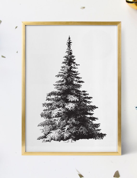 Christmas Tree Black and White Tree Holidays Printable | Etsy