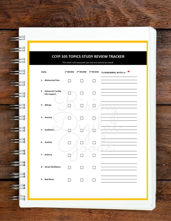 Ccfp 105 topics study review tracker pdf printable 11 pages etsy