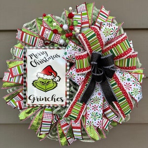Grinch Wreath, Christmas Wreath, Holiday Wreath, Joy Wreath, Red & Green Christmas Wreath, Holiday Decor, Christmas Decor, Winter Decor