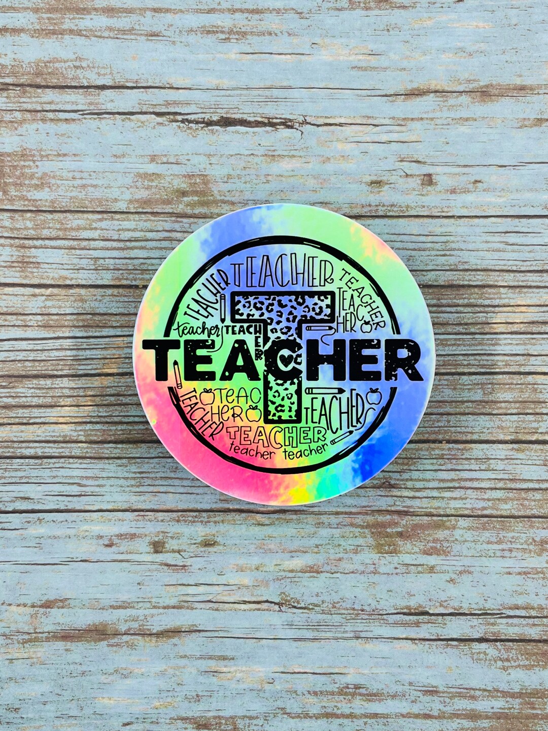 Holographic Teacher Sticker Etsy