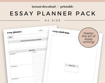 Essay Planner Printable Pack for Students | Essay Writing Template | Revision Planner | Planner Insert | A4 size | Instant Download