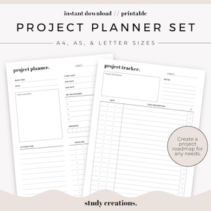 Project Planner Printable | Project Management | Project Timeline Tracker | Assignment Planner | A4, A5 and Letter Sizes | Instant Download