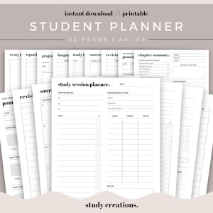 Student Planner Printable | Study Planner | Study Organiser | College Planner | Academic Planner | A4, A5 sizes | Instant Download