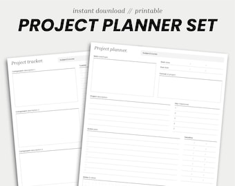 Project Planner Set | Project Management | Productivity Planner | Assignment Planner | Printable & Digital Planning | A4, A5, US Letter
