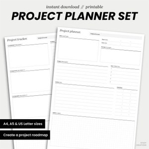 Project Planner Set | Project Management | Productivity Planner | Assignment Planner | Printable & Digital Planning | A4, A5, US Letter