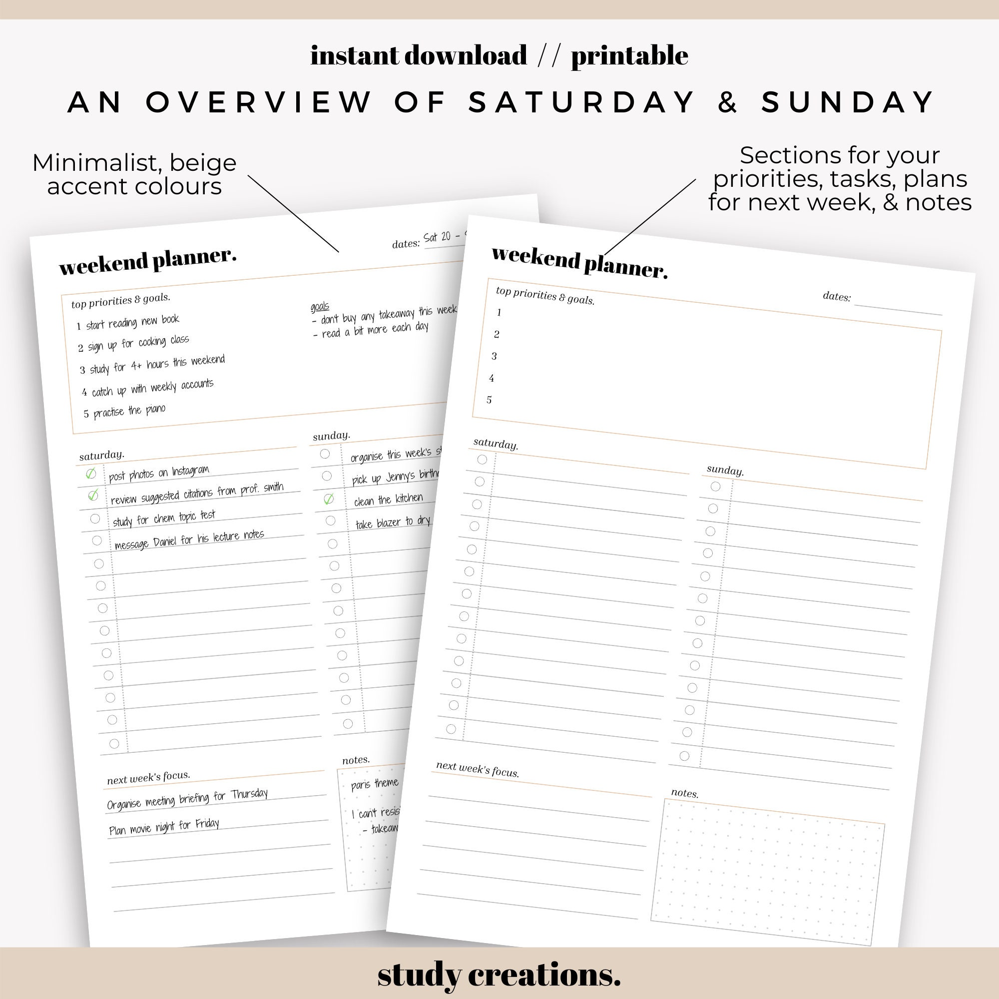Weekend Routine Printable Sheet Weekend Planner Printable | Weekend Task Planner | To-do List Printable ...