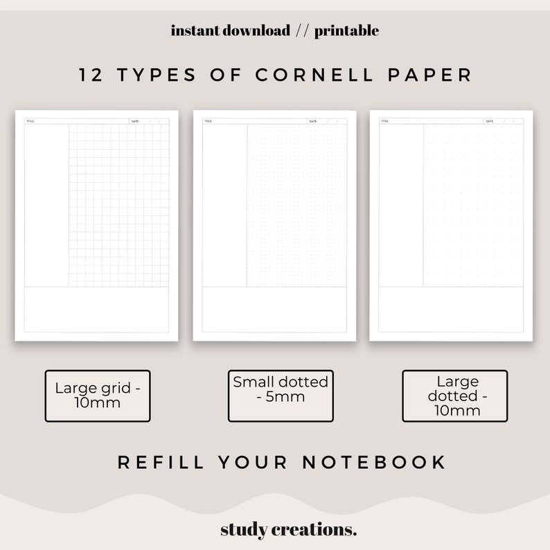 Cornell Notetaking Paper Printable Pack Student Printables Etsy UK