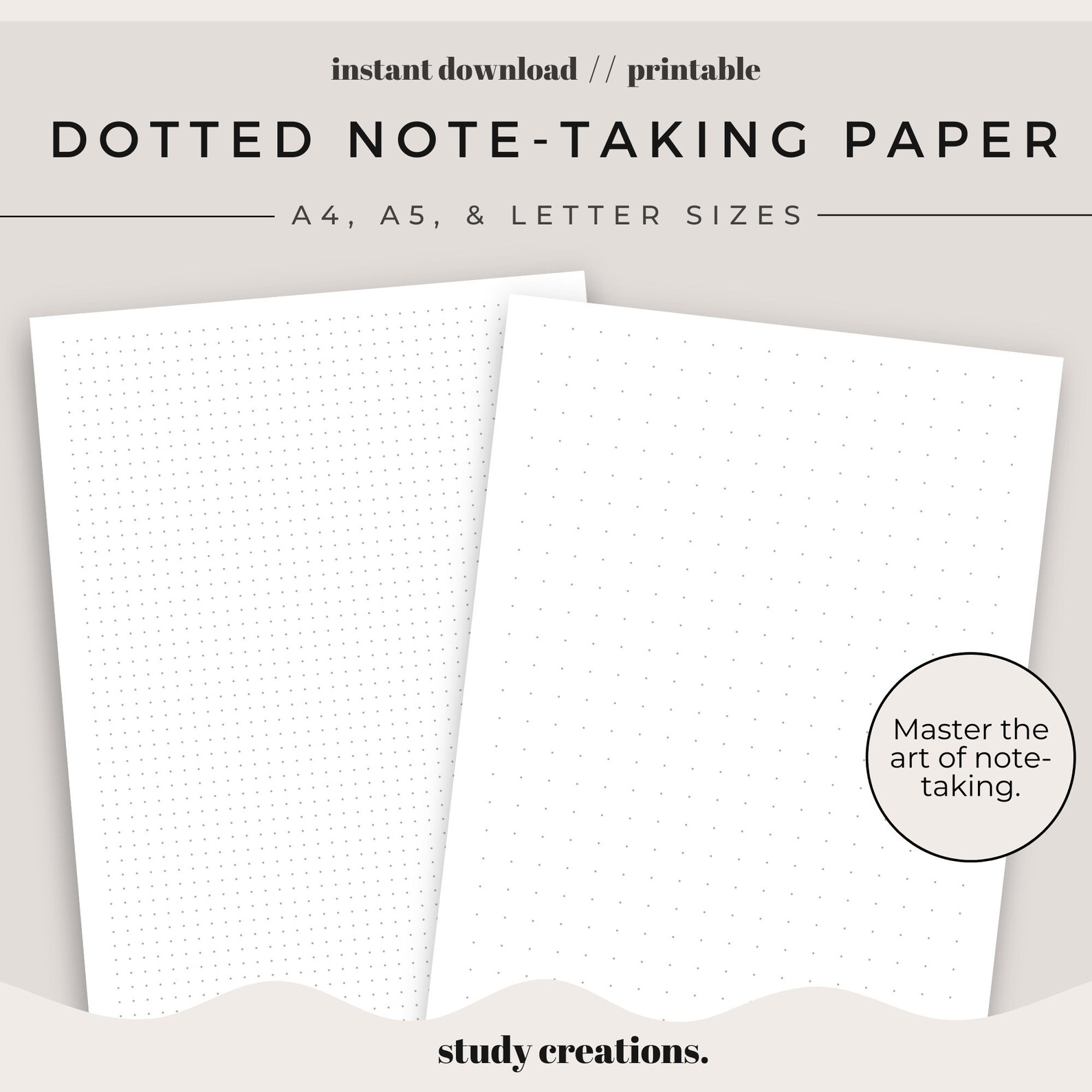 Dotted Notetaking Paper Printable Pack Bullet Journal Paper Note Paper