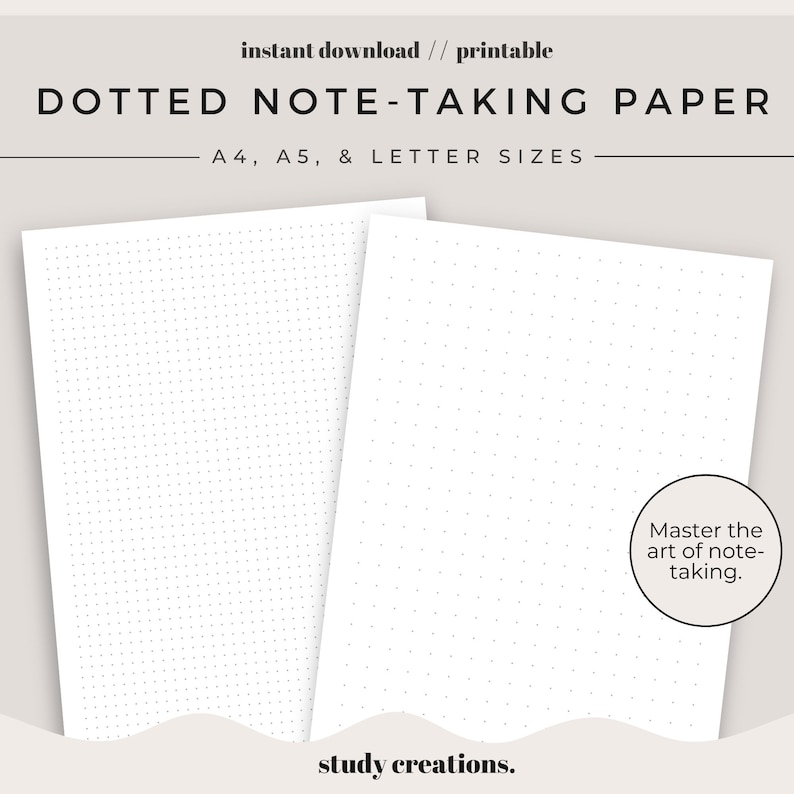 Dotted Note-taking Paper Printable Pack | Bullet Journal Paper | Note ...