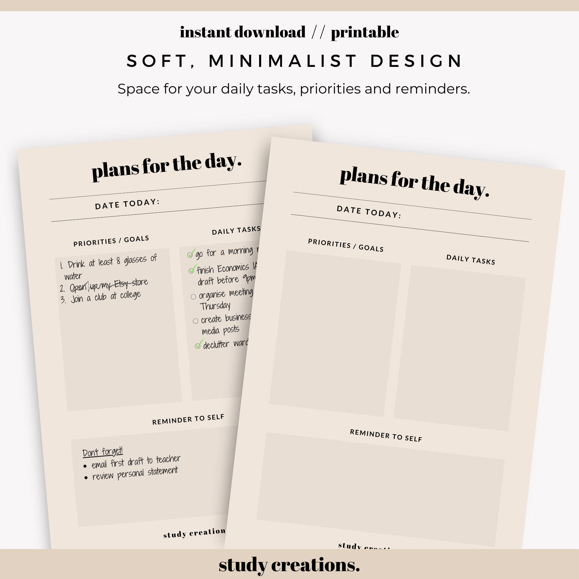 Simple General Daily Planner Printable Daily Planner Daily To-do List ...