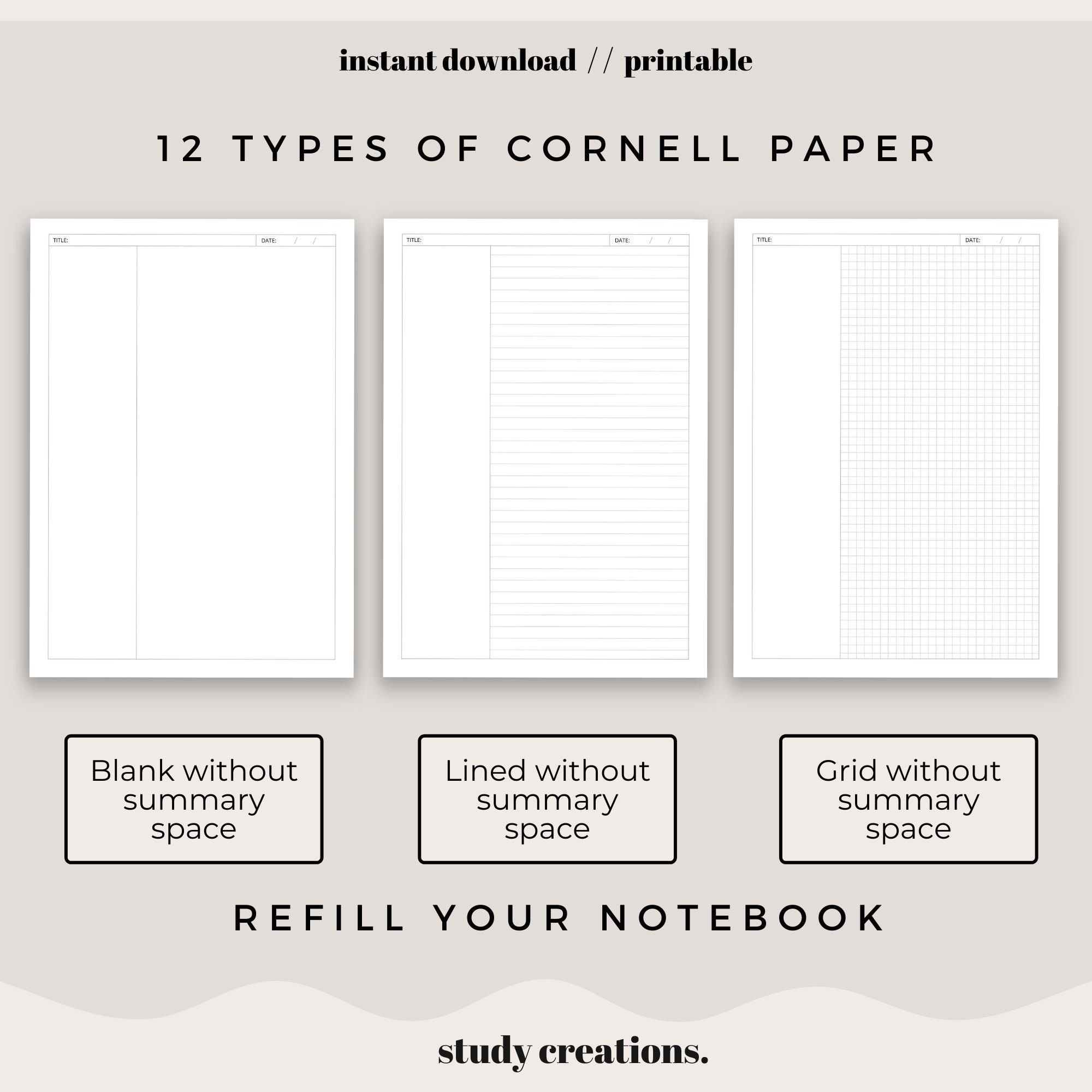 Connell Paper Cornell Note-taking Paper Printable Pack Student Printables - Etsy