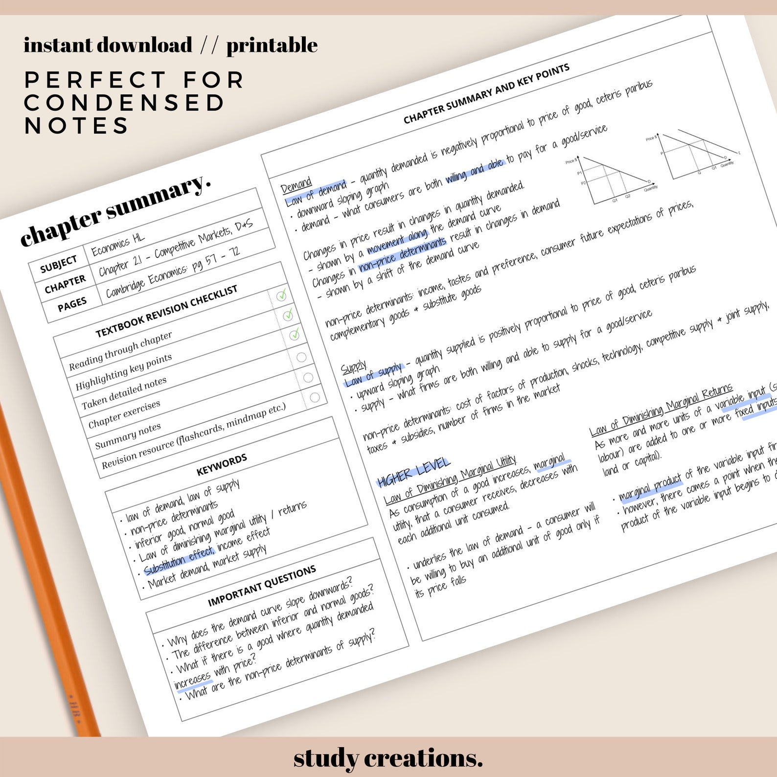 Chapter Summary Sheet for Students Summary and Revision | Etsy UK