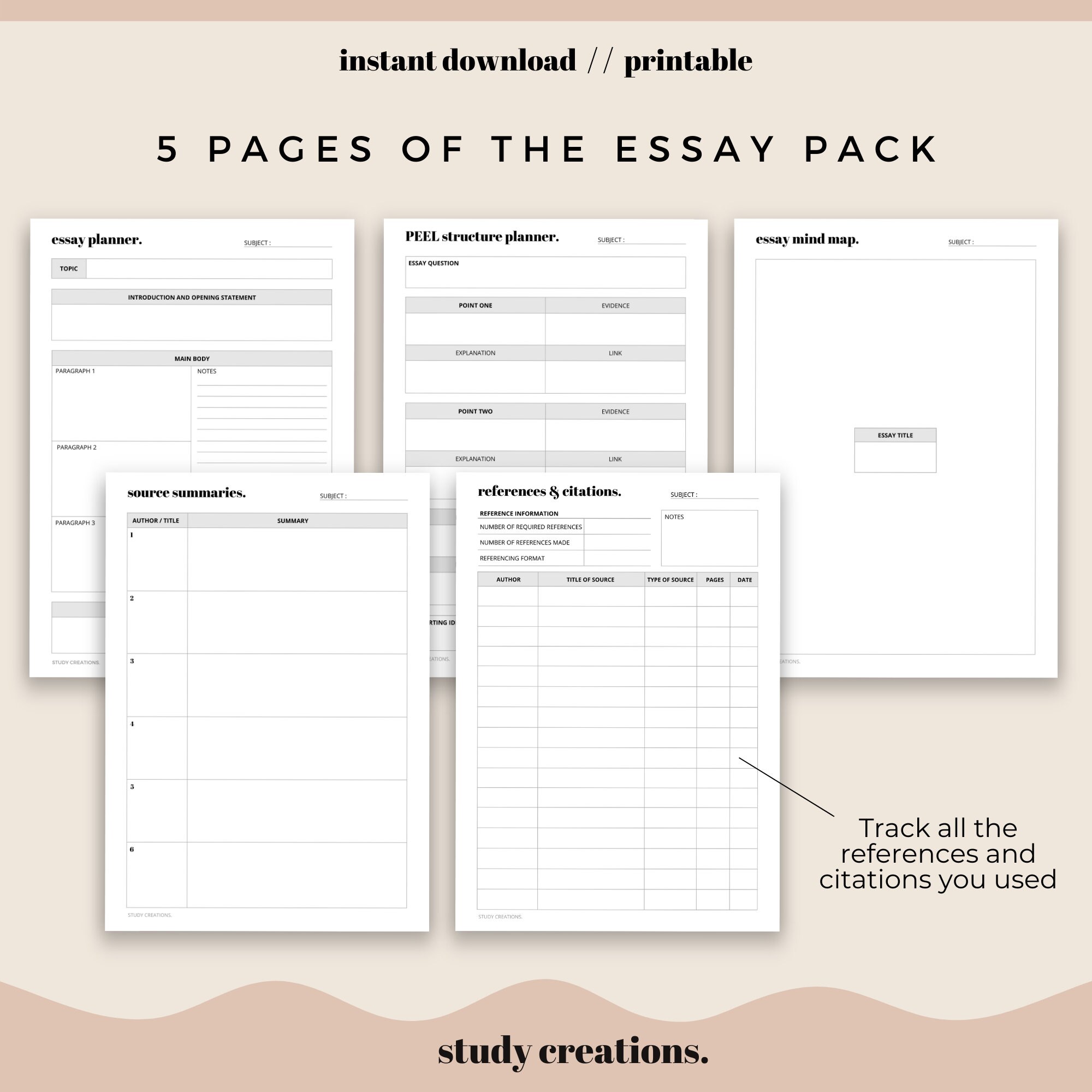 Essay Planner Printable Pack for Students Essay Writing | Etsy