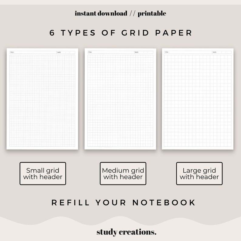 Grid Notetaking Paper Printable Pack Note Paper Etsy UK