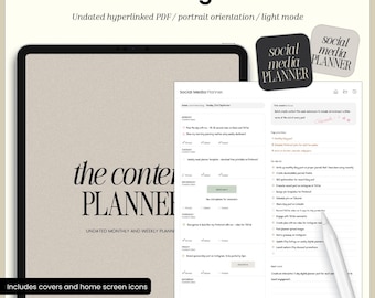 Social Media Digital Planner | Social Media, Content & Brand Growth Planner | Hyperlinked PDF for Goodnotes, Notability | By rem.