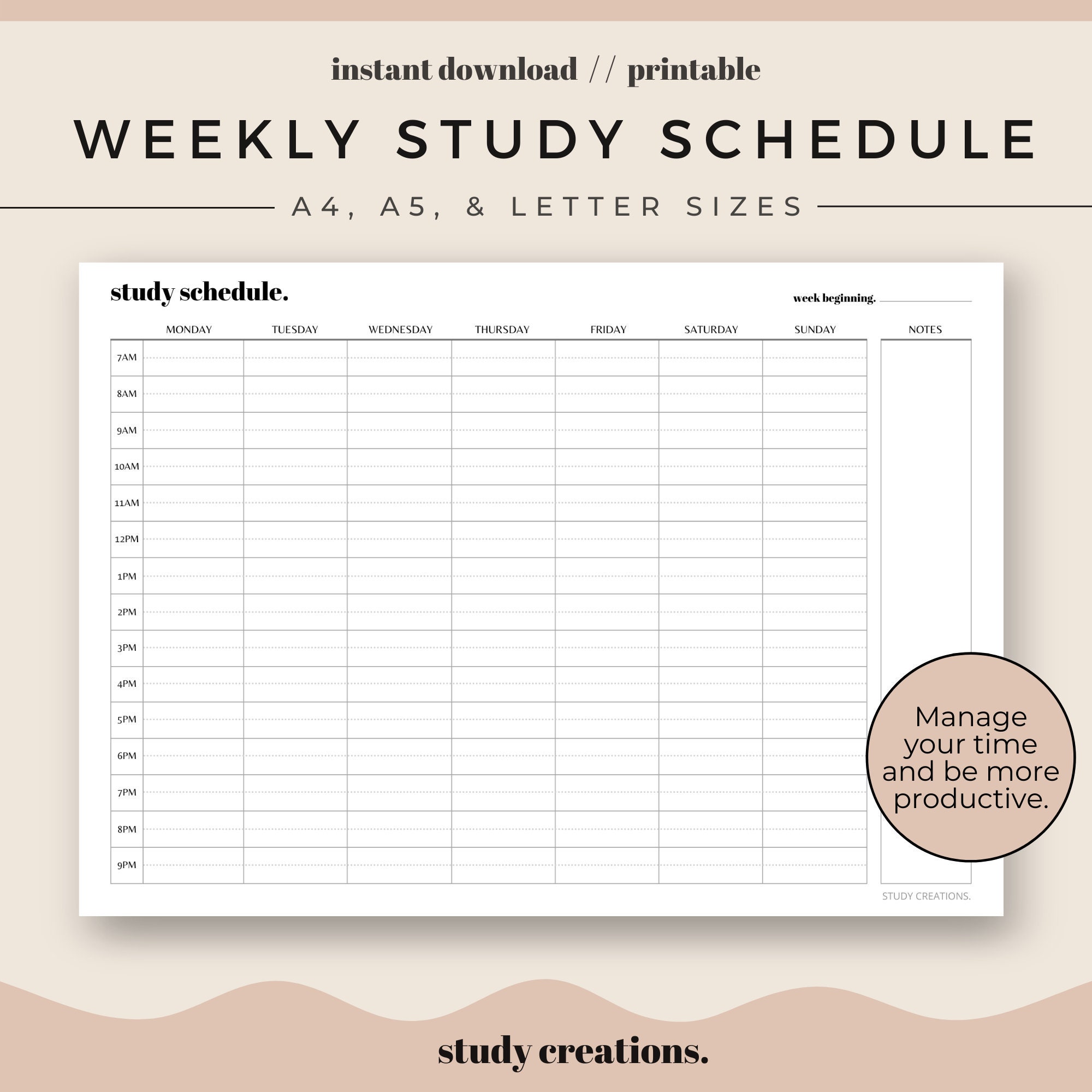 Study Calendar Template