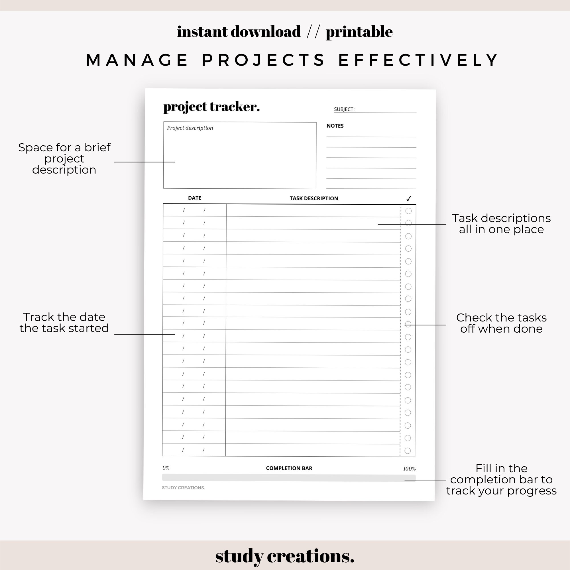 Project Planner Printable | Project Management | Project Timeline ...
