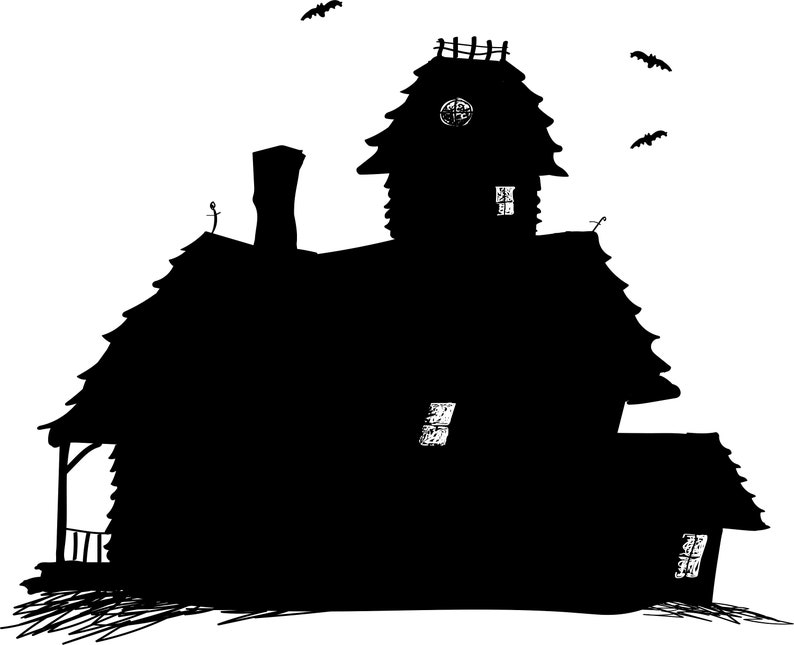 Haunted House Silhouette SVG Vector Art for Halloween - Etsy