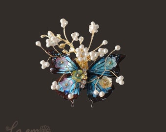 Broche papillon / Boucles d'oreilles papillon / Papillon machaon / Broche faite main