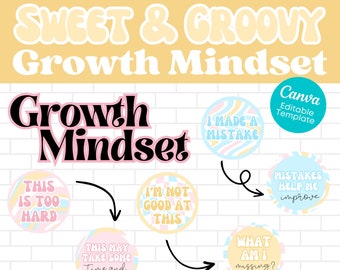 EDITABLE Growth Mindset Posters | Sweet Groovy | Bulletin Board Display | Elementary School | Teacher | Classroom Letters | 70s groovy Theme