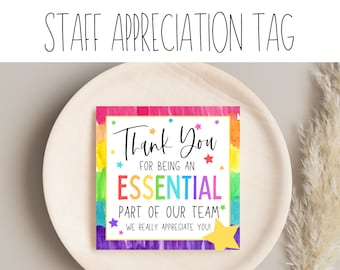 Thank You For Being An Essential Part Of Our Team Gift Tag | Appreciation Gift Tag | Thank You Gift | Marketing Gift Tag | Teacher Gift