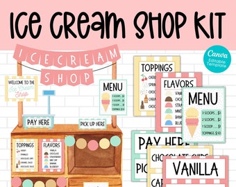 PRINTABLE Ice Cream Shop Dramatic Play Kit | Summer Activity | Preschool Sensory Play | Elementary School | Teacher Printable | Pretend Play