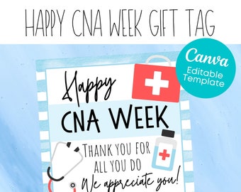 PRINTABLE Happy CNA Appreciation Week Gift Tag | Nurse's Aid Appreciation | Marketing Gift Tag | Health Care Gift | Staff Appreciation Day