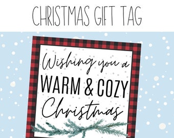 Wishing You A Warm And Cozy Printable Blanket Gift Tag | Christmas Gift Tag | Marketing | Blanket Gift Tag | Staff Christmas | Teacher Gift