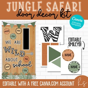 EDITABLE Jungle Safari Door Display | Wild About School | Bulletin Board | Classroom Door | Elementary School | Teacher | Back To School
