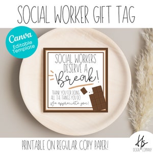 EDITIERBAR Sie verdienen eine Pause Kit Kat Geschenkanhänger | Wertschätzung Geschenk | Marketing | Sozialarbeiter | Druckbar | Wertschätzung | Candy Geschenkanhänger