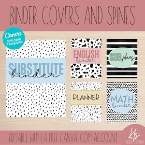 EDITABLE Colorful Binder Covers & Spines | Printable Binder Covers | Elementary School | Teacher | Back To School | Binder Template