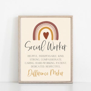 PRINTABLE Social Worker Poster Difference Maker Office Decor