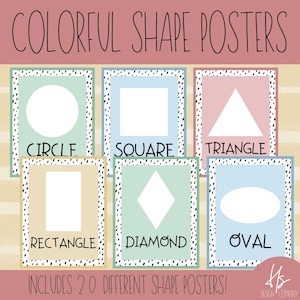 Pack d'affiches de forme IMPRIMABLE | Moderne coloré | Affiches du babillard | École primaire | Enseignant imprimable | Affiches de forme | Formes