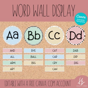 EDITABLE Colorful Word Wall Display | Bulletin Board Posters | Elementary School | Teacher Printable | Word Wall Display | Board Letters