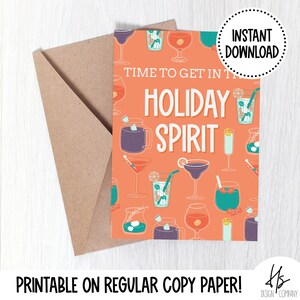 AFDRUKBARE tijd om in de vakantiegeest te komen kaart | Afdrukbare wenskaart | Lege kaart | Grappige kerstkaart | Vakantiekaart | Punny-kaart