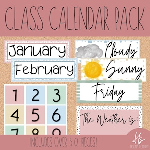 BEWERKBARE moderne kleurrijke klas kalender Pack | Bulletin Board-kalender | Kalender voor basisschool | Leraarposters | Datums | Maanden