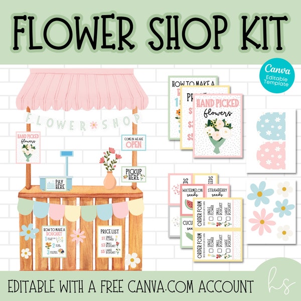EDITABLE Flower Shop Dramatic Play Kit | Spring Activity | Preschool Sensory Play | Elementary School | Teacher Printable | Pretend Play