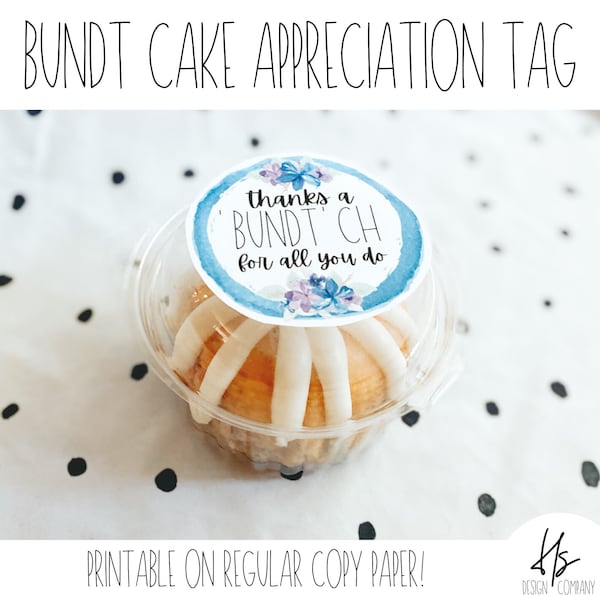Thanks a Bundtch For All You Do Gift Tag | Bundt Cake Tag | Thank You Gift | Marketing Gift Tag | Printable Stickers | Bundt Cake Sticker