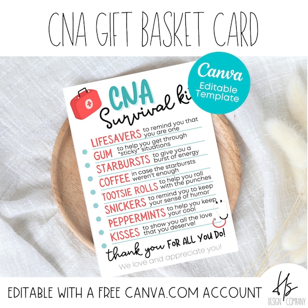 Cna Week Survival Kit Printable Etsy