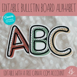 EDITABLE Carteles de Aula Moderna Letras Alfabeto Completo / Aula Imprimible / Escuela Primaria / Maestro Imprimible / Tablón de Anuncios ABC's