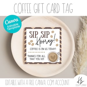Sip Sip Hoera Koffie is vandaag voor ons Cadeaukaartje | Waardering cadeaukaartje | Marktwerking | Leraar cadeau | Afdrukbaar | Personeel | Koffie cadeaulabel