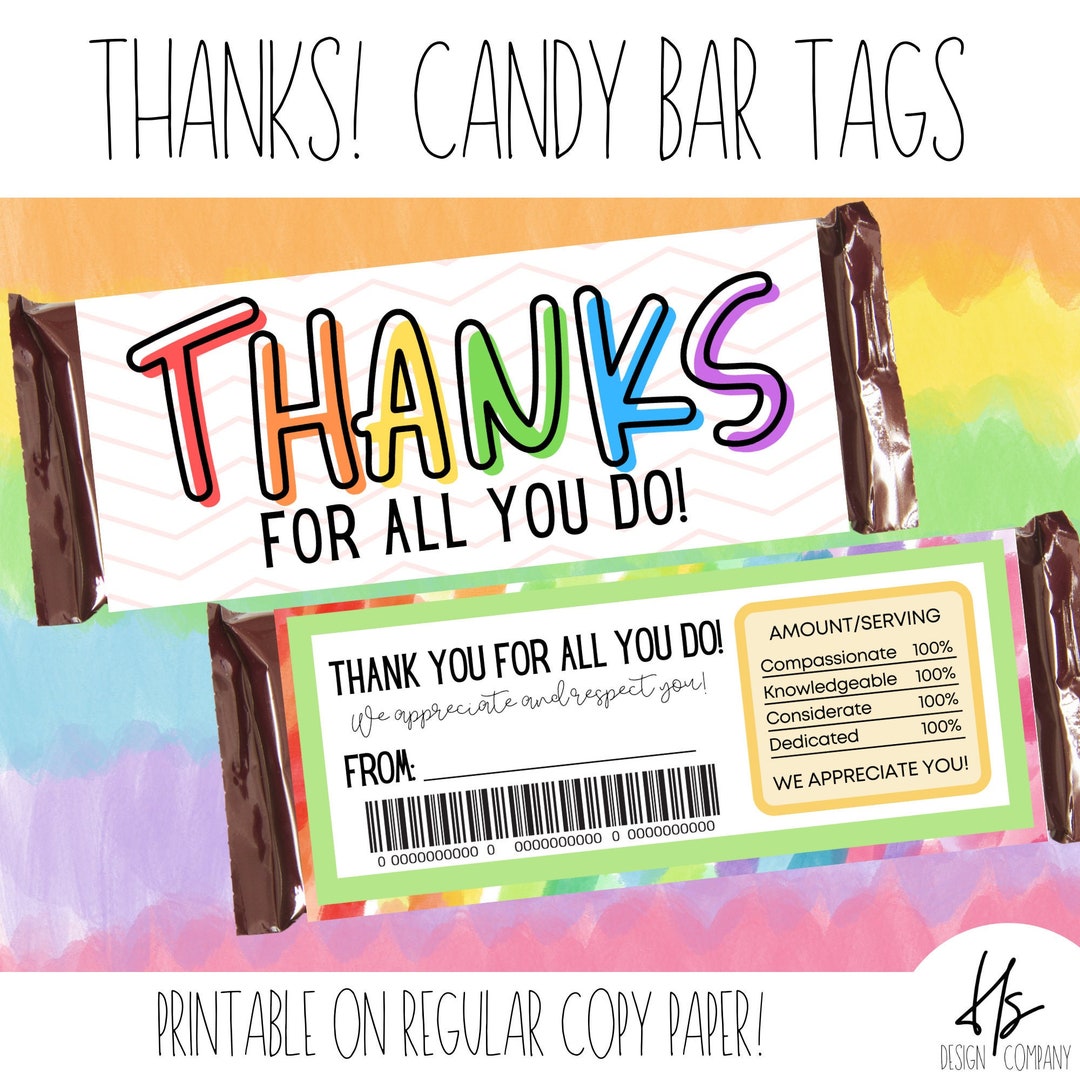 Thanks for All You Do Candy Bar Wrap Appreciation Marketing Printable Health Care Gift Staff Gift Candy Bar Tag Wrapper - Etsy printable-candy-bar-wrappers-teacher-appreciation-urban-bliss-life