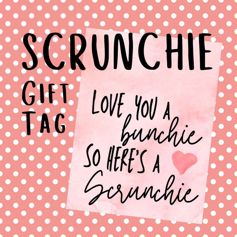 Love You A Bunchie So Here's A Scrunchie Printable Gift Tag Valentine Gift Tag Scrunchie Valentine Love Gift Tag Valentine's Day image 1