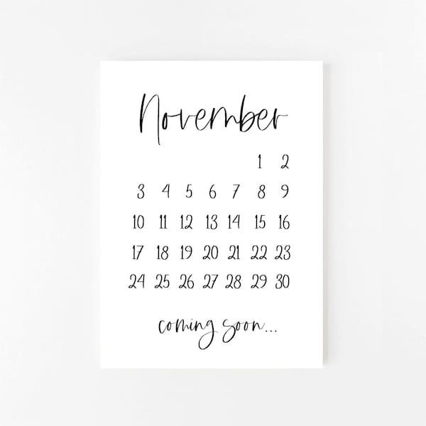 November 2024 Pregnancy Announcement Printable | November | Calendar | Pregnancy Announcement | Printable Pregnancy Announcement | Digital