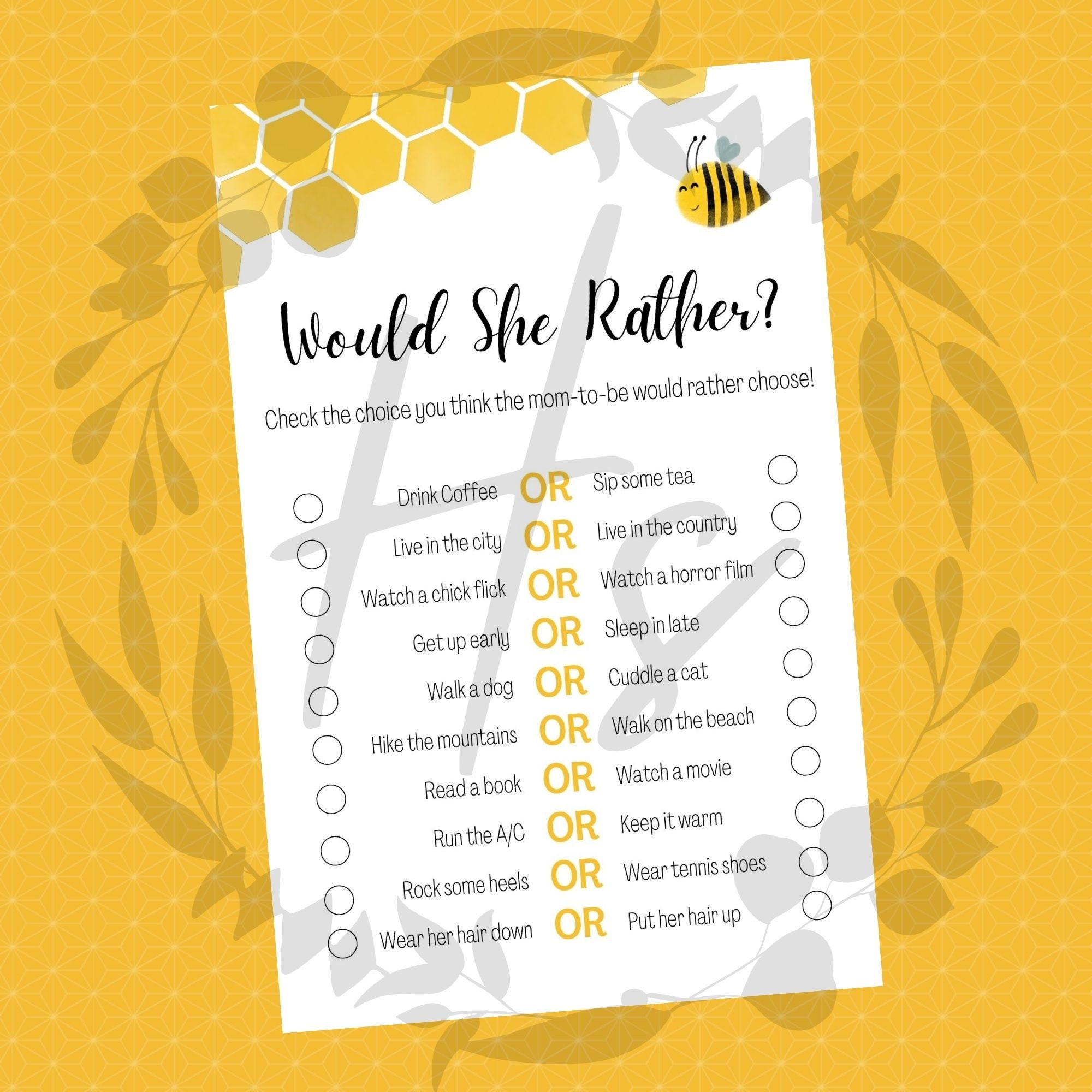 Baby Shower Game Pack Bee Theme Bee Baby Shower Games Etsy