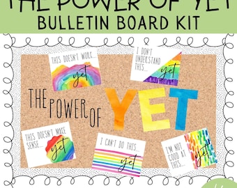 PRINTABLE The Power of YET Bulletin Board Pack | Watercolor Rainbow | Bulletin Board | Elementary School | Teacher Printable | Power of Yet