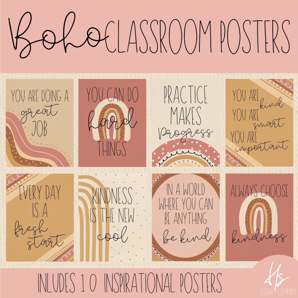 Boho Classroom Poster Pack Printable Bulletin Board Posters Etsy