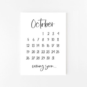 Afdrukbare zwangerschapsaankondiging oktober 2025 | Oktober | Kalender | Zwangerschapsaankondiging | Afdrukbare zwangerschapsaankondiging | Digitaal